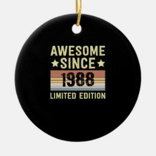 Awesome Since 1988 Birthday Ceramic Ornament