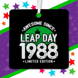 Awesome Since 1988 Leap Year Day Feb 29 Birthday Metal Tree Decoration