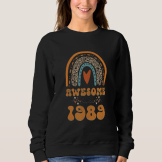Awesome Since 1989 Retro Rainbow Leopard Heart 33r Sweatshirt