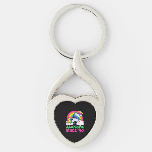 Awesome Since 1990 Unicorn  Key Ring (Front)