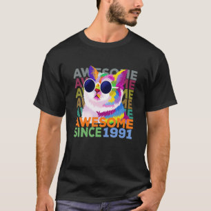 Awesome Since 1991 Funny Cat Lover 31St Birthday T-Shirt