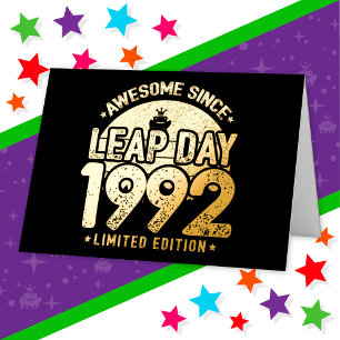 Awesome Since 1992 Leap Year Day Feb 29 Birthday Foil Greeting Card