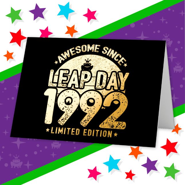 Awesome Since 1992 Leap Year Day Feb 29 Birthday Foil Greeting Card (Creator Uploaded)