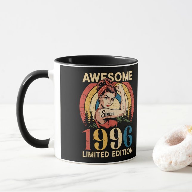 Awesome Since 1996 Retro 30th Women's Birthday Mug (With Donut)
