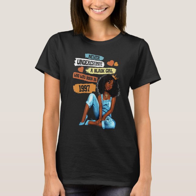 Awesome Since 1997 Black Girl Birthday Melanin Afr T-Shirt (Front)