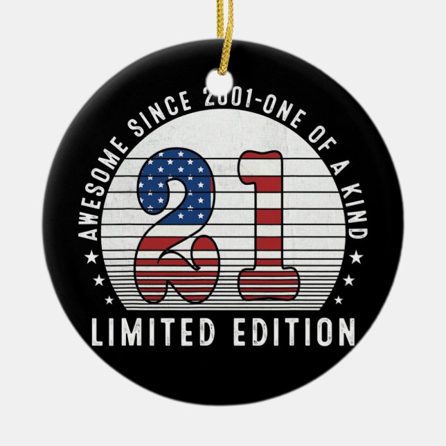 Awesome Since 2001 21 Years Old 21st Birthday Ceramic Ornament (Front)