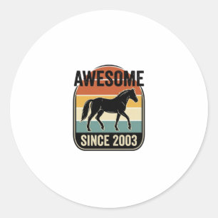 Awesome Since 2003 Vintage Horse Birthday Design Classic Round Sticker