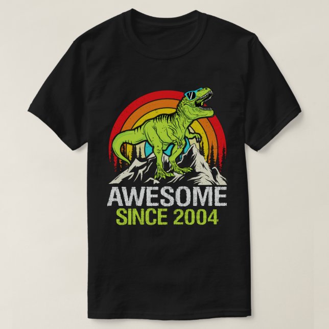 Awesome Since 2004 Dinosaur 19 Year 19th Birthday  T-Shirt (Design Front)