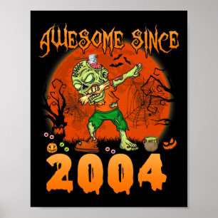 Awesome Since 2004 Halloween 21th Birthday Dabbing Poster