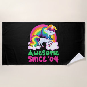 Awesome Since 2004 Unicorn Beach Towel