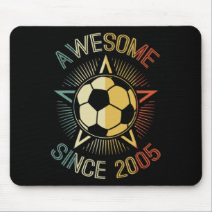 Awesome Since 2005 Soccer Birthday Retro Team Bday Mouse Pad