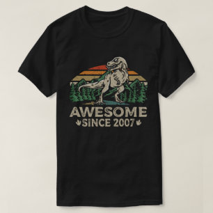 Awesome Since 2007 Dinosaur 16 Year 16th Birthday T-Shirt