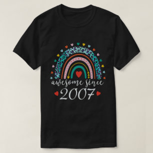 Awesome Since 2007 Rainbow 15th Birthday Gift   T-Shirt
