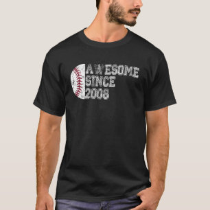 Awesome Since 2008 15th Birthday Baseball 15 years T-Shirt