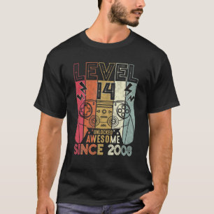 Awesome Since 2008 Level 14 Unlocked 14Th Birthday T-Shirt
