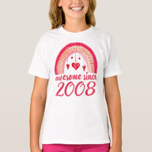 Awesome Since 2008 Rainbow 14th Birthday Gift T-Shirt