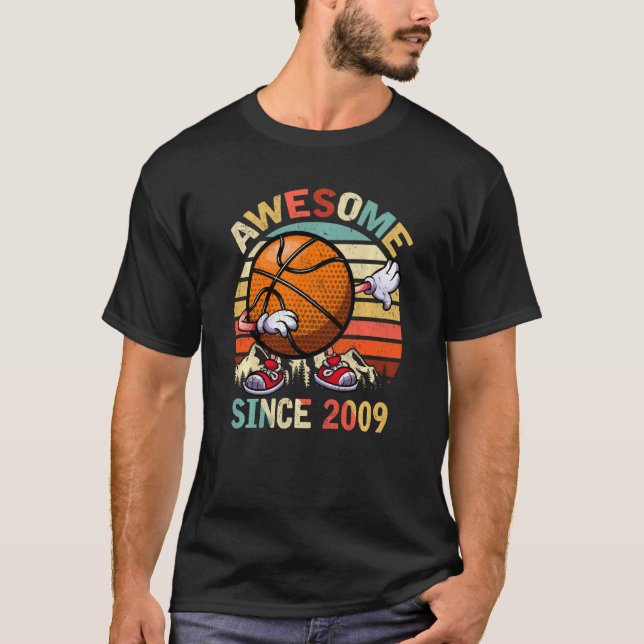 Awesome Since 2009 11st Dabbing Basketball Birthda T-Shirt (Front)