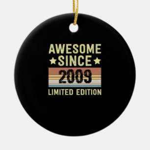 Awesome Since 2009 Birthday birthday,funny gift id Ceramic Ornament