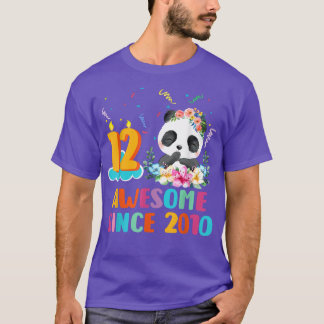 Awesome since 2010 12th Birthday 12 Year Old Panda T-Shirt