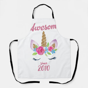 Awesome Since 2010 Unicorn Birthday T-Shirt Cutest Apron