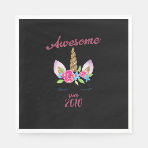 Awesome Since 2010 Unicorn Birthday T-Shirt Cutest Napkin