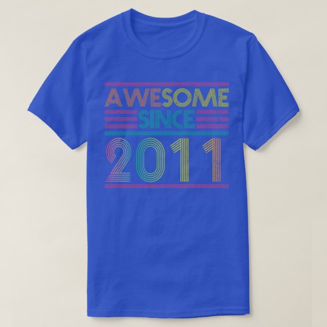 Awesome Since 2011 Funny Colourful 2011 Birthday T-Shirt (Design Front)