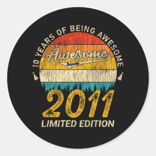 Awesome Since 2011 Limited Edition Birthday Gift Classic Round Sticker