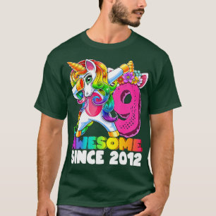 Awesome Since 2012 Dabbing Unicorn 9th Birthday Gi T-Shirt