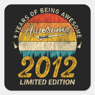 Awesome Since 2012 Limited Edition Birthday Gift Square Sticker