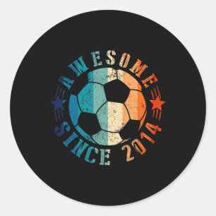 Awesome Since 2014 12th Birthday 12 Year Old Socce Classic Round Sticker