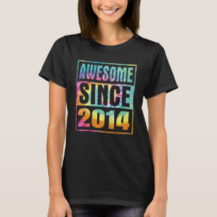Awesome Since 2014 8 Years Old 8th Birthday Tie Dy T-Shirt