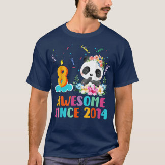 Awesome since 2014 8th Birthday 8 Year Old Panda U T-Shirt