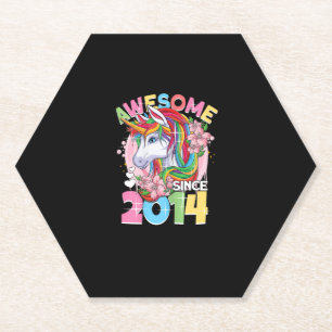 Awesome since 2014 8th Birthday Girl 8 Years Unico Paper Coaster