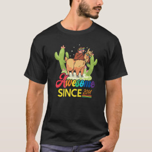 Awesome Since 2014 Birth Year Sheep Anniversary Sl T-Shirt