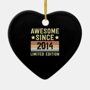 Awesome Since 2014 Birthday Ceramic Ornament