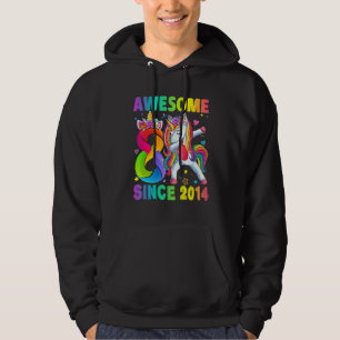 Awesome Since 2014 Dabbing Unicorn 8th Birthday 8 Hoodie