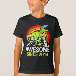 Awesome Since 2014 Dinosaur 9 Year 9th Birthday  T T-Shirt