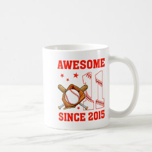Awesome since 2015 11 year old boys bday baseball coffee mug