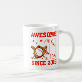 Awesome since 2015 11 year old boys bday baseball coffee mug