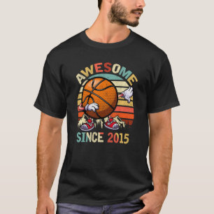 Awesome Since 2015 5th Dabbing Basketball Birthday T-Shirt