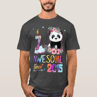 Awesome since 2015 7th Birthday 7 Year Old Panda U T-Shirt