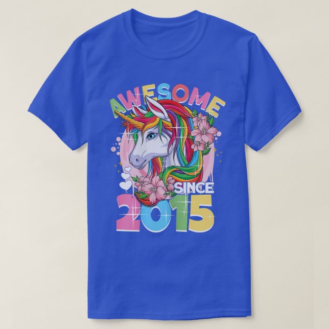 Awesome since 2015 7th Birthday Girl 7 Years Unico T-Shirt (Design Front)