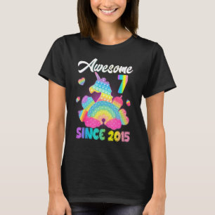 Awesome Since 2015 Birthday Girl 7th Birthday Unic T-Shirt