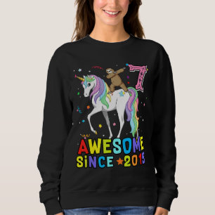 Awesome Since 2015 Dab Sloth Riding Unicorn 7th Bi Sweatshirt