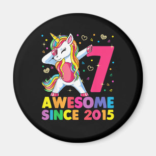 Awesome Since 2015 Dabbing Unicorn 7th Birthday Gi Magnet