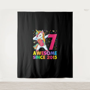 Awesome Since 2015 Dabbing Unicorn 7th Birthday Gi Tapestry
