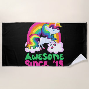 Awesome Since 2015 Unicorn Beach Towel