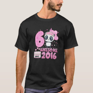 Awesome Since 2016 6 Years Old 6th Birthday Panda  T-Shirt