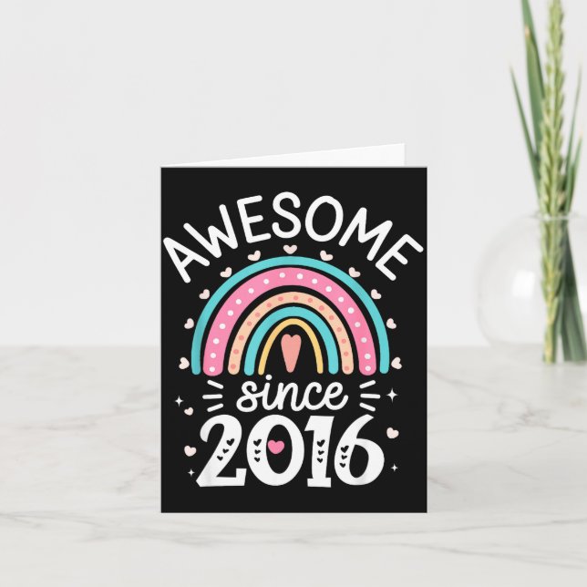 Awesome Since 2016 9th Birthday Rainbow Born In 20 Card (Front)