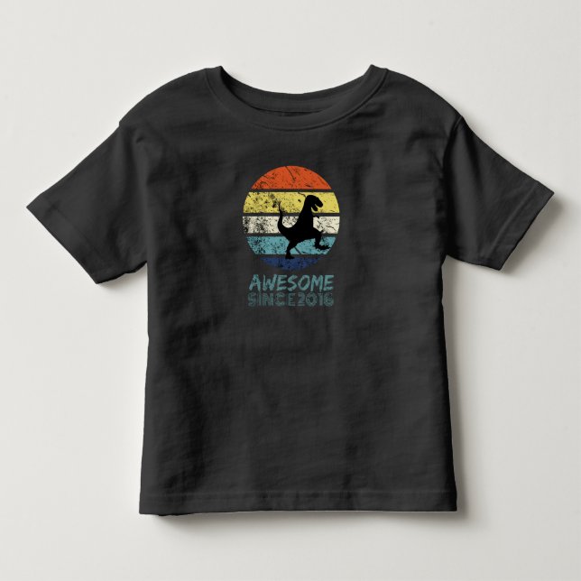 Awesome Since 2016 Black T-rex Dinosaur Tee (Front)